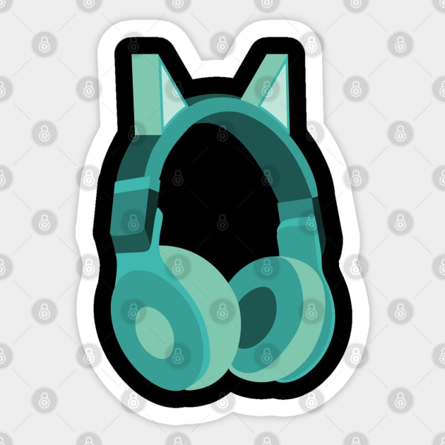 Cat Ear Headphones Blue Green Sticker by PCB1981